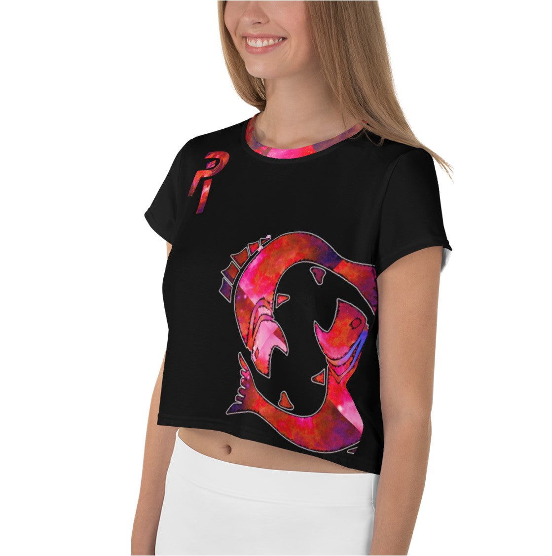 Girls Graphic Crop Tee. Waist length Crop Top- Pisces. WickedYo.